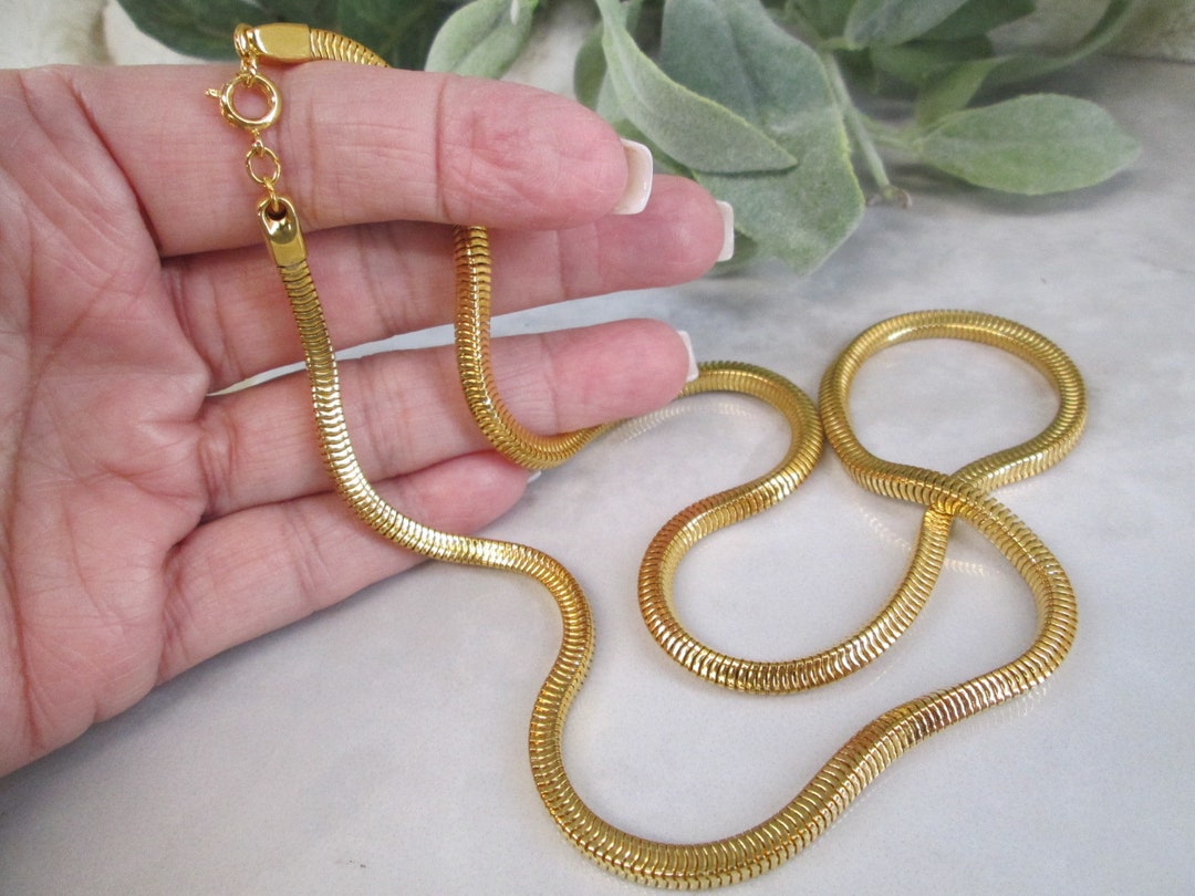Gold 4mm Boxed Snake Chain>18