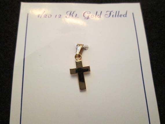 Tiny Gold Cross>Gold Cross pendant,12ktgf.Gold Cr… - image 1