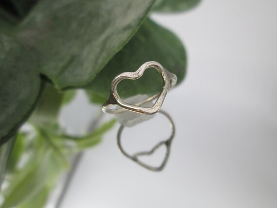 Sterling Silver Hammered HEART Ring>925 Heart rin… - image 3