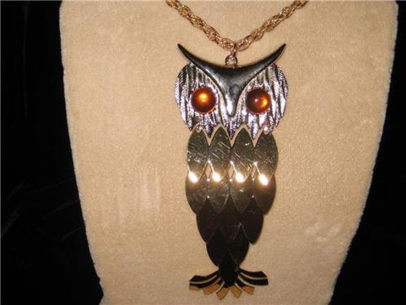 Pendentif HIBOU doré en PLAQUE OR 18 carats NEUF CHAÎNE en OPTION