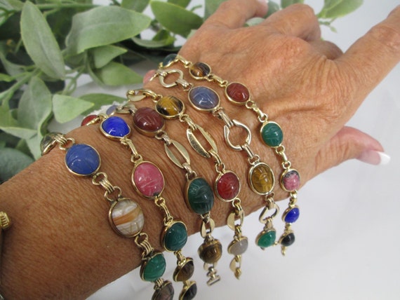 Semi Precious Stone & Metal Ball Bracelet - Silver/Green Semi Precious Stone & Metal Ball Bracelet - Silver/Green