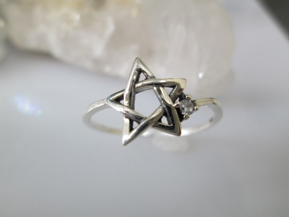 Sterling Pentagram Ring>925 Sterling Pentacle Rin… - image 4