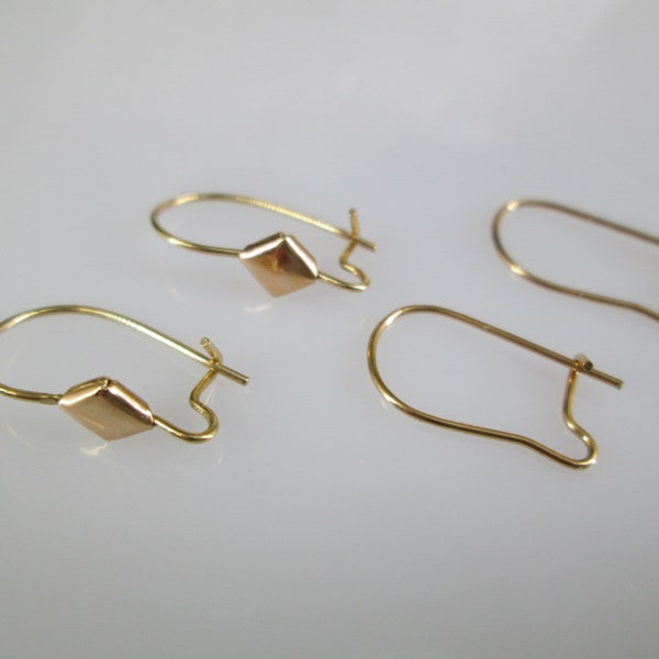 SOLID 14kt.Gold Ear Wires>14kt.Gold Kidney Shape Ear Wires,Decorative Ear wires,Plain Earwires,Solid 14kt.Gold Earrings,Replacement Ear wire