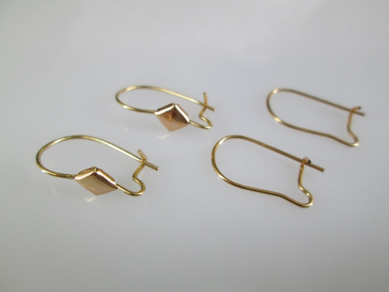 SOLID 14kt.Gold Ear Wires14kt.Gold Kidney Shape Ear Wires,Decorative Ear wires,Plain Earwires,Solid 14kt.Gold Earrings,Replacement Ear wire image 1