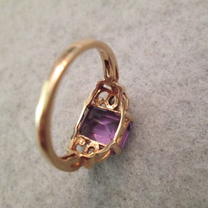 Solid 10kt.Gold Amethyst and Diamond RingAmethyst ring,10kt.Gold Amethyst ring,Birthstone ring,Amethyst jewelry,10kt.gold Amethyst ring image 5