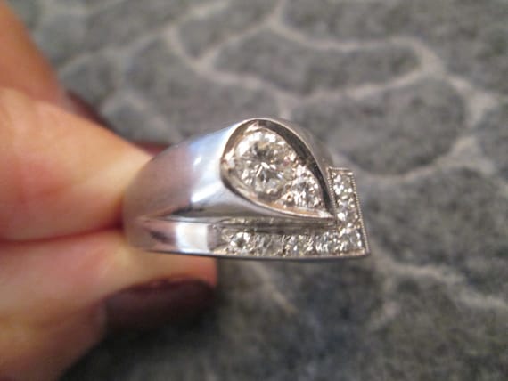 Solid 14kt.White Gold Genuine DIAMOND Men's Ring>… - image 2