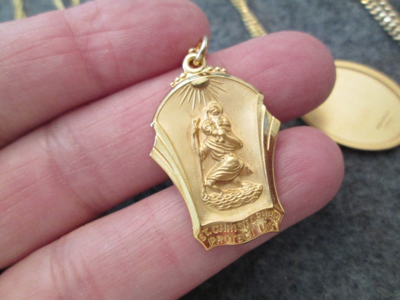 Gold Saint Christopher Medal Necklace>12ktgf. St.… - image 7