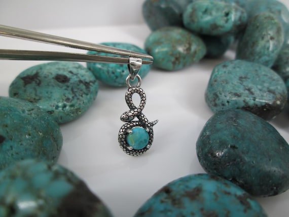 Sterling SNAKE Pendant>Turquoise SNAKE Pendant,925 Sterling Silver Serpent Charm,Genuine Turquoise Snake Pendant,Dainty Snake Charm,Reptile
