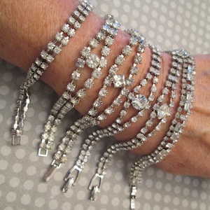 Weiss Rhinestone Bracelets&gt;SALE&gt;1950&#39;s Glamour&gt; Weiss Rhinestone Bracelet,Silver Bracelet&gt;New old stock, never worn&gt;Your Choice of styles