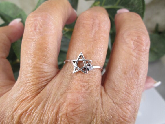 Sterling Pentagram Ring>925 Sterling Pentacle Rin… - image 3