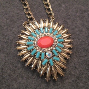 Chunky REVERSIBLE Necklace&gt;Sunburst necklace,Starburst Necklace,Chunky Gold Chain necklace, 2 in 1 Necklace&gt;Vintage 90&#39;s&gt;New old stock
