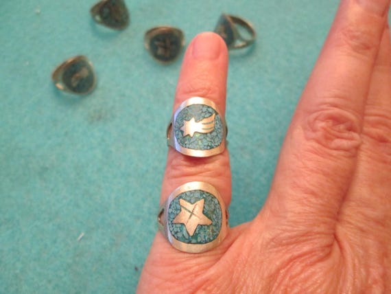925 Sterling Turquoise STAR Ring>Celestial Star R… - image 1