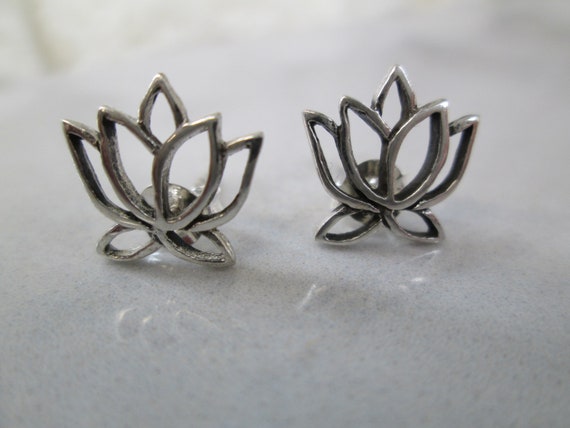 Lotus Flower earrings>925 Sterling Lotus Blossom … - image 2