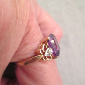 Solid 10kt.Gold Amethyst and Diamond RingAmethyst ring,10kt.Gold Amethyst ring,Birthstone ring,Amethyst jewelry,10kt.gold Amethyst ring image 3