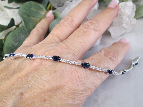 925 Sterling & "Diamond and BLUE SAPPHIRE" Bracel… - image 3