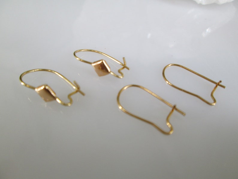 SOLID 14kt.Gold Ear Wires14kt.Gold Kidney Shape Ear Wires,Decorative Ear wires,Plain Earwires,Solid 14kt.Gold Earrings,Replacement Ear wire image 7