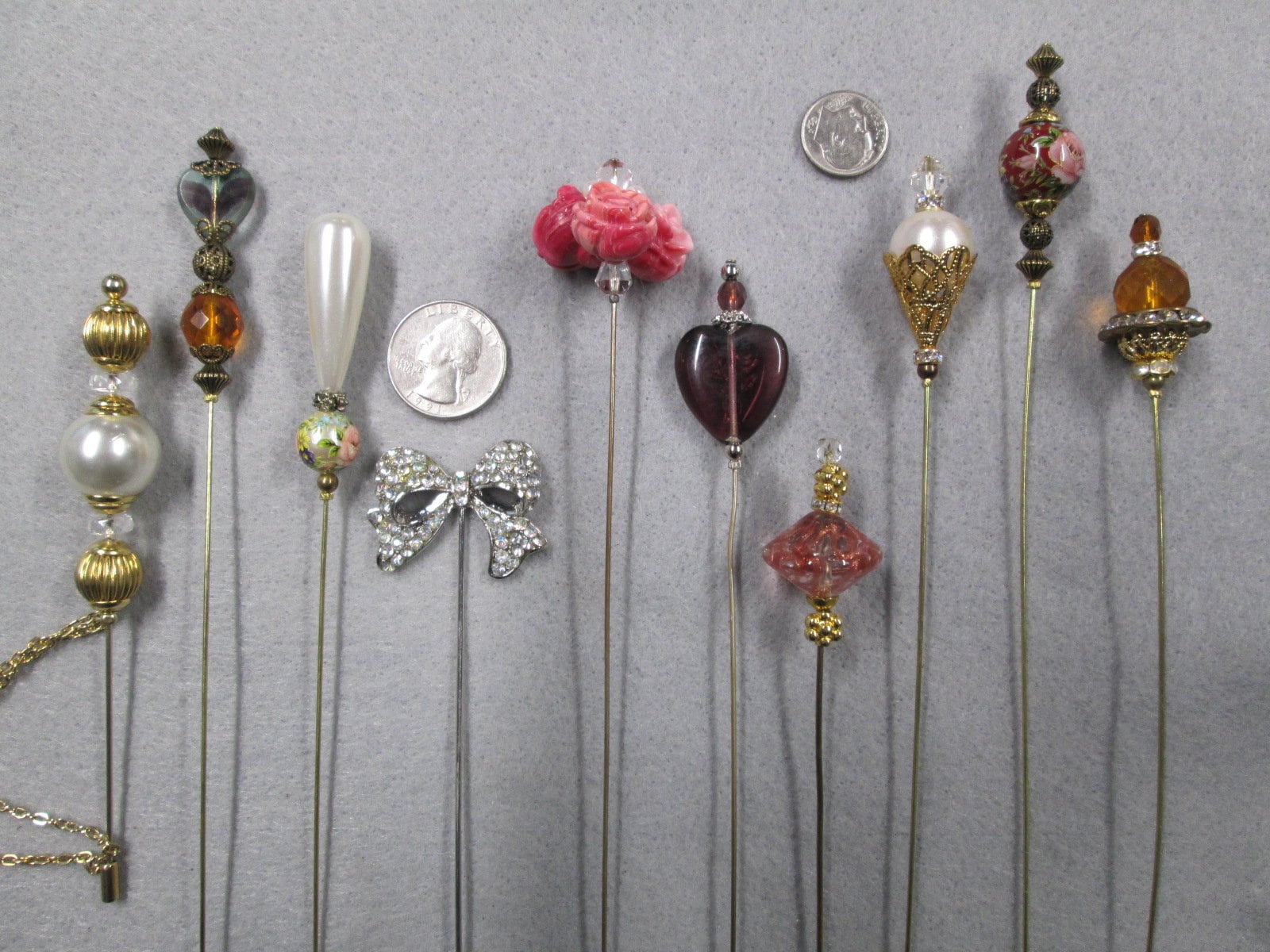 Lot of Vintage Hat Pins Stick Pins Sewing Needles Safety Pins Old 44 items  Shul-Sons England