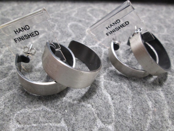 Silver Solid Copper Hoop Earrings>Hand Crafted Br… - image 2