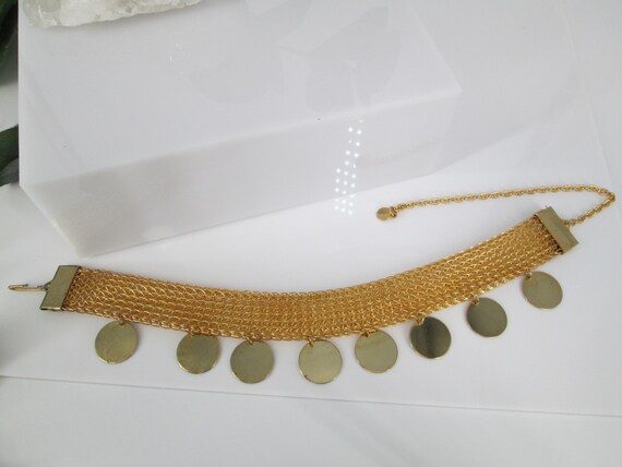 Gold MESH CHOKER/Necklace>Vintage Mesh Choker wit… - image 5