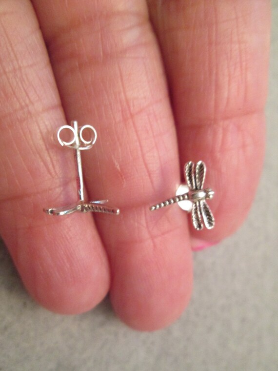 DRAGONFLY Stud Earrings>925 Sterling Silver Drago… - image 3