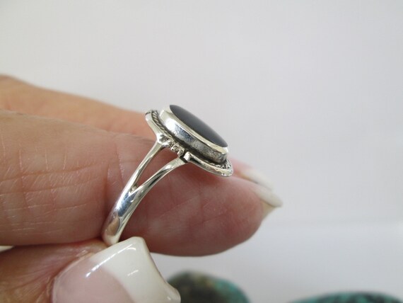 Sterling Silver ONYX Ring>925 Sterling Onyx ring,… - image 5