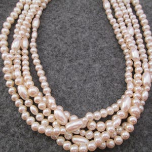 Beautiful 5 Strand Set of PEARLS Various ShapesPearls, Pearl necklace,Lustrous Pearls, Vintage 1960's, new old stock image 2