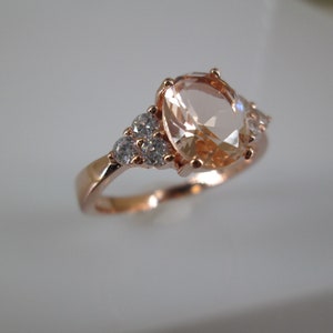 Rose Gold Morganite Ring14kt.Rose Gold over Sterling Silver ring,Morganite ring,Morganite and CZ ring, Morganite Jewelry,Engagement ring image 3