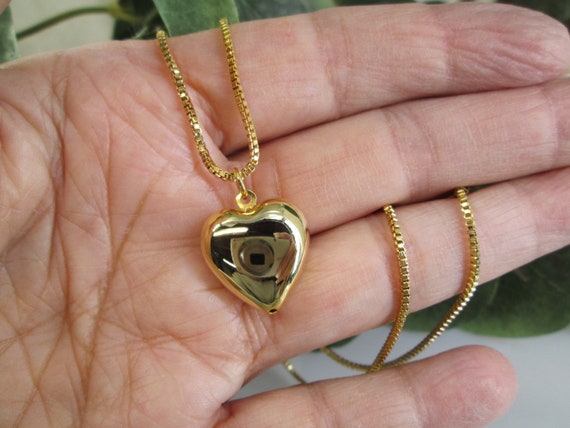 Puffed HEART Necklace>Gold or Silver Engravable H… - image 5