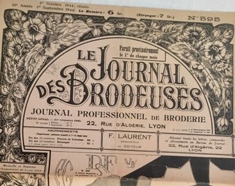 Embroidery Journal from 1944, Original Font/ Print Designs for Linen Embroidery. Authentic Monogram Designs.