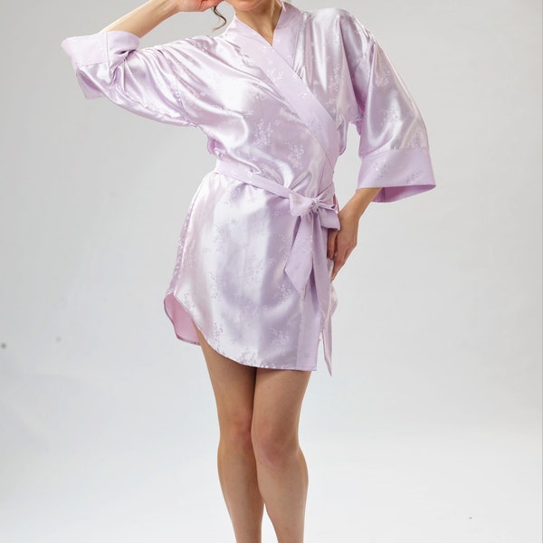Stretch Silk Kimono Robe,Luxury Designer Stretch Floral Solid Silk Robe,Couture High-End Silk Kimono Robe,Best Mother Gift,Best Wife Gift
