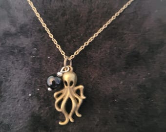 ゴールドブロンズタコネックレス：海洋航海ペンダント - Etsy 日本