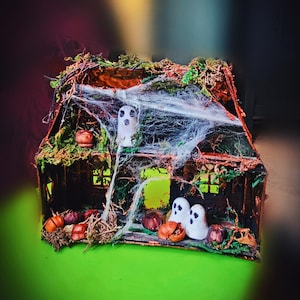 Small Ghost  house spooky Art goth halloween decor