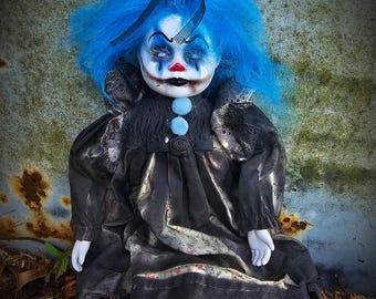 Cobalt Chuckles:OOAK Gothic Horror Art Doll