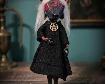 One-of-a-Kind Custom Horror Art Doll – Handcrafted Occult Goat/Faun Entity.