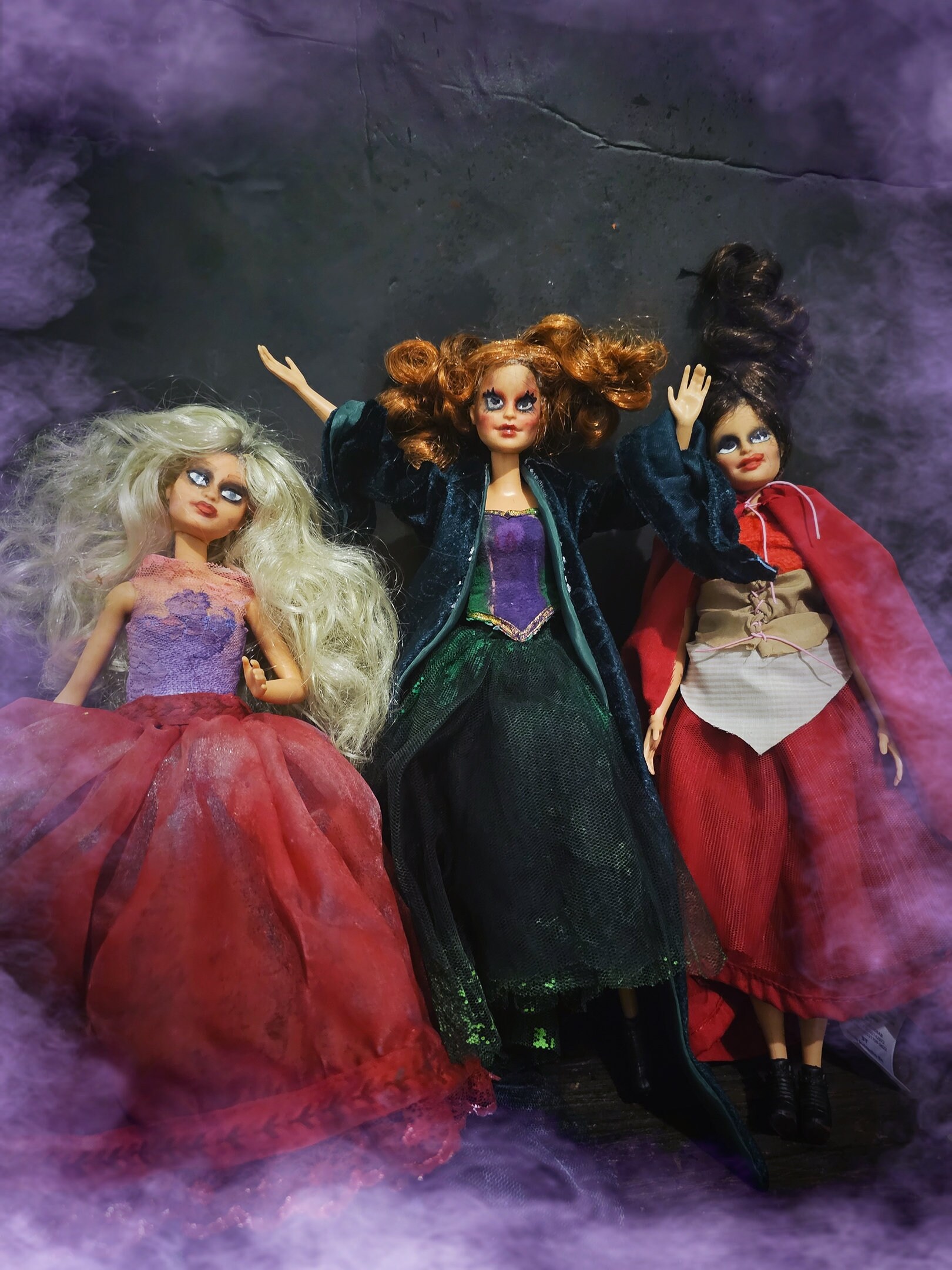 Sanderson Sisters Hand Painted Barbie Dolls With Realistic Style Just Heads  for Sale Without Clothes 