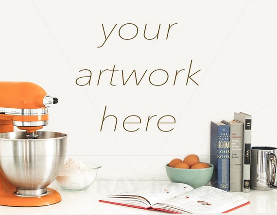 Download Free Mockup With Blank Wall For Your Artwork Kitchen (PSD ...