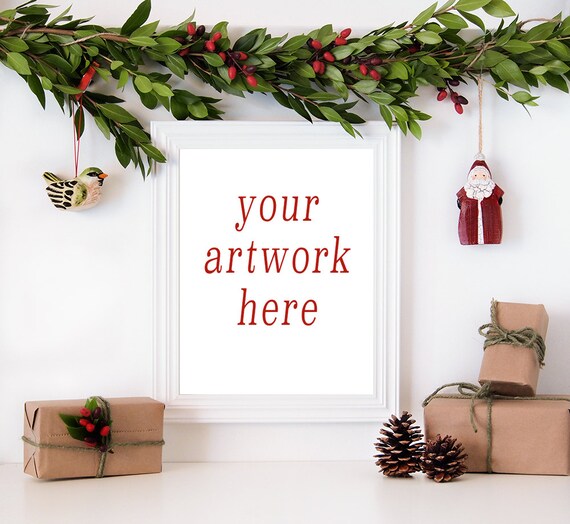 8x10 Vertical Christmas Frame Mockup For Your Artwork
