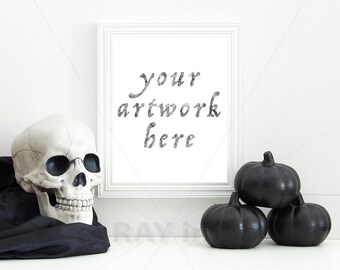 Download Free Halloween | White Vertical Frame for Your 8x10 Artwork | Print Mockup | Digital Download PSD Template