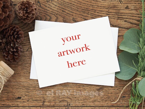 mockup for greeting card horizontal 5x7 size note card winter theme styled stock photography instant download what size is a note card