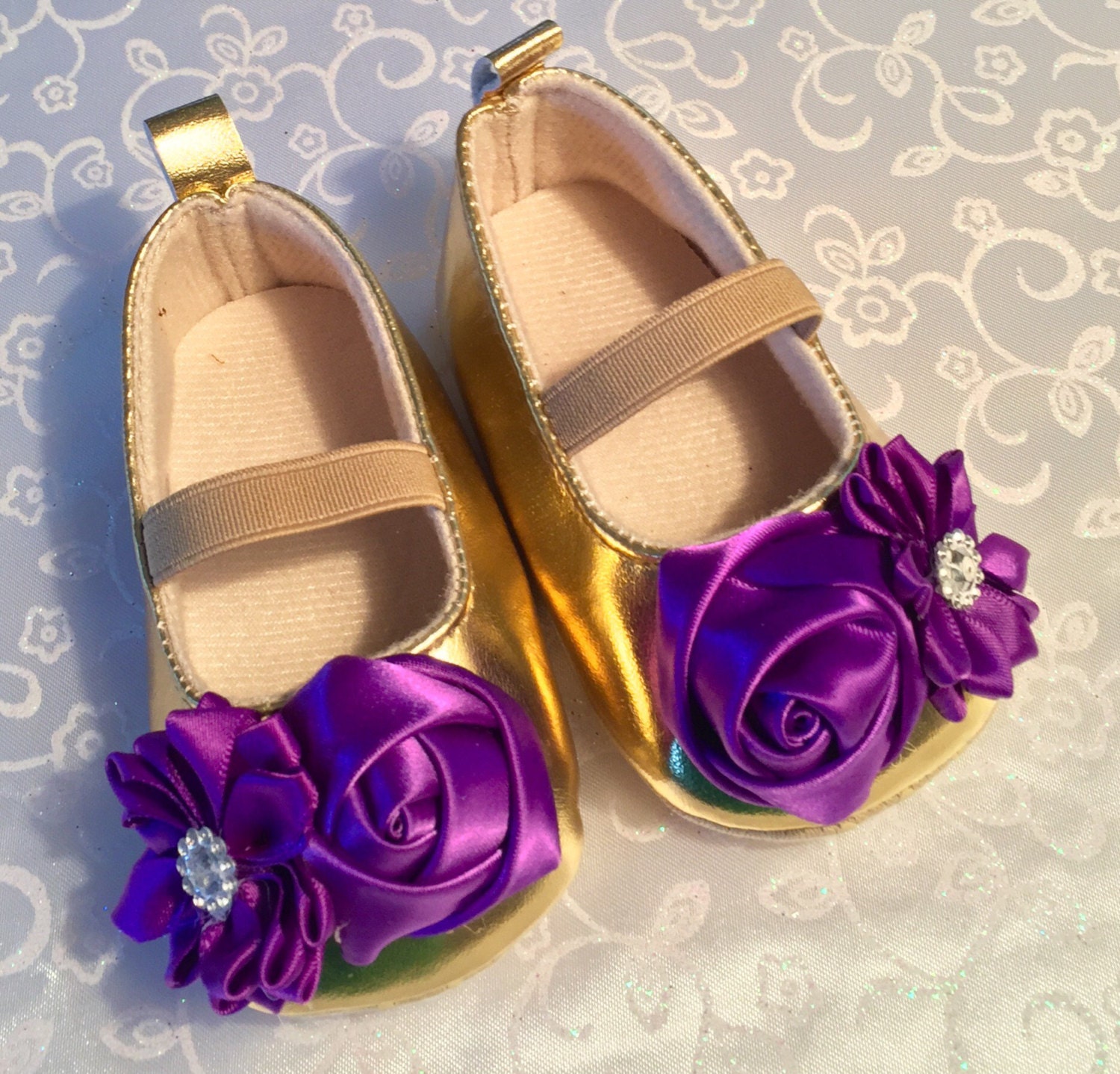 Purple and Gold Baby's Soft Sole Shoes LSU Baby Girls Etsy