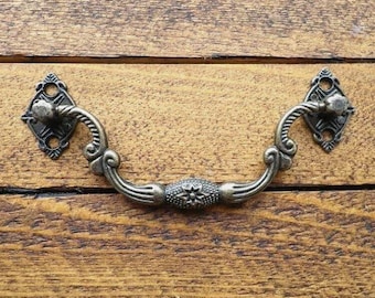 Pair of Zinc Alloy handles Ornate Castings Swan Neck Antique Bronze Finish C075