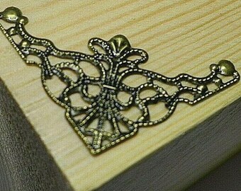 Antique Broze Colour Filigree Corner 35mm Jewel Wooden Box Embellishment Pack of 8 C037