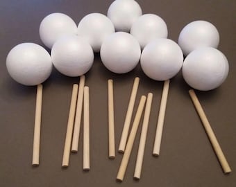 Sweet Tree Kit: 10 Polystyrene Balls & Dowel Rods for Medium Size trees