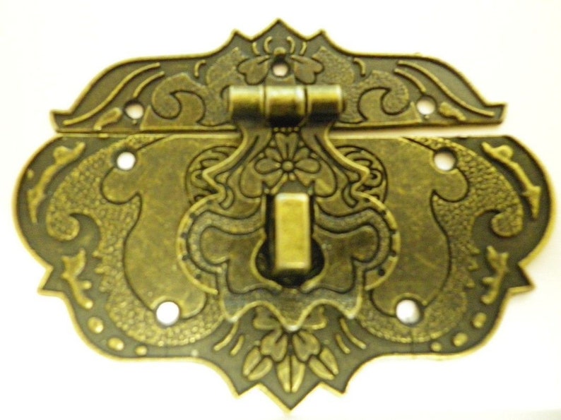 NEW Lock Clasp Box Closer Latch Hasp Ornate C/w Screws Bronze Etsy
