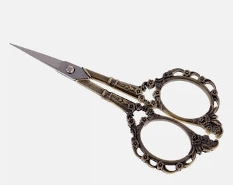 Antiqued Stainless Steel Sewing Scissors Ornate Tailor Embroidery Modelling C017