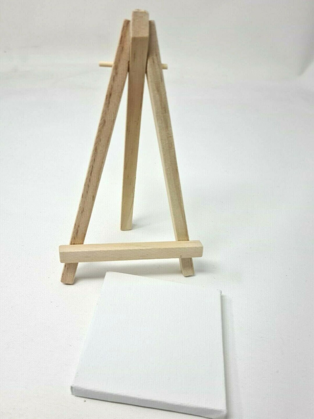 WOODEN EASEL 16cm & CANVAS 7.5cm x 7.5cm MINI ARTIST SET FOR DISPLAY &  SIGNS