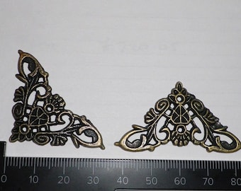 Antique Filigree Corner Embellishments, Jewelry Box Decor (Pack of 4) C018