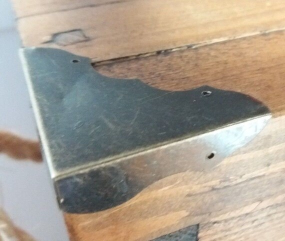 Pk of 4 Metal case corners ornate aged antique finish 44mm over straight C001