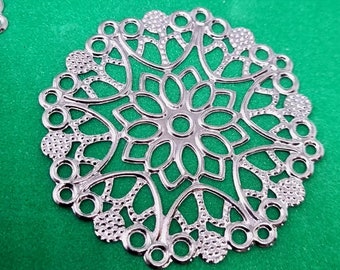 Silver Filigree Embellishments - Metal Glitz Add On, 48mm, 8 Pack C209