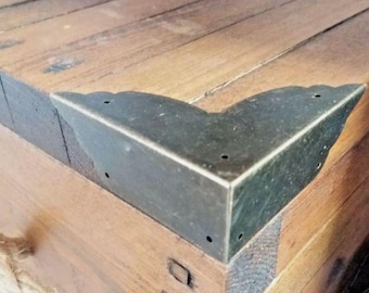 Pack of 4 Large Metal case corners antique bronze finish 70mm over straight D035